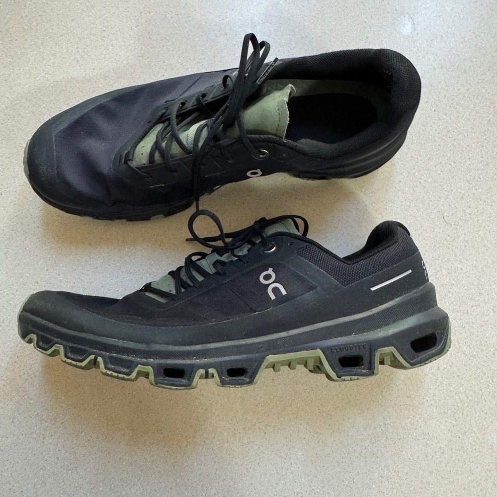 On Cloudventure Mens Trail Running Shoes Black Olive Green US 10 32.99262